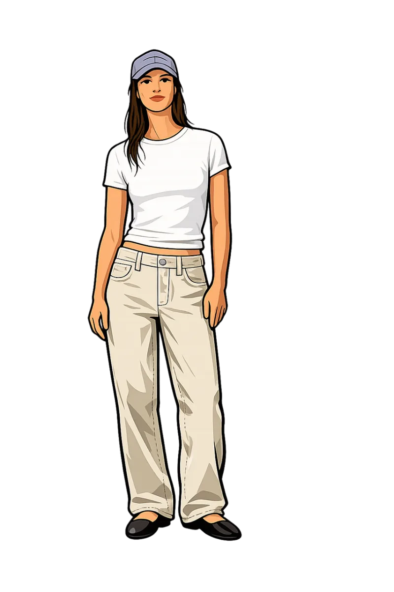 Young woman Casual outfit White t-shirt Stickdatei – Sport