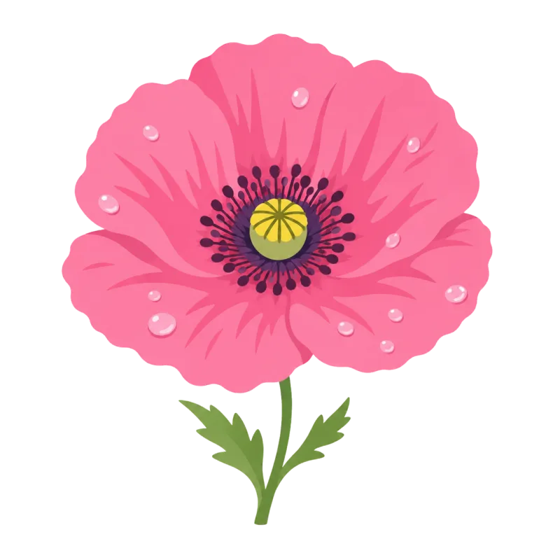 Pink poppy Delicate petals Seed capsule Stickdatei – Blumen