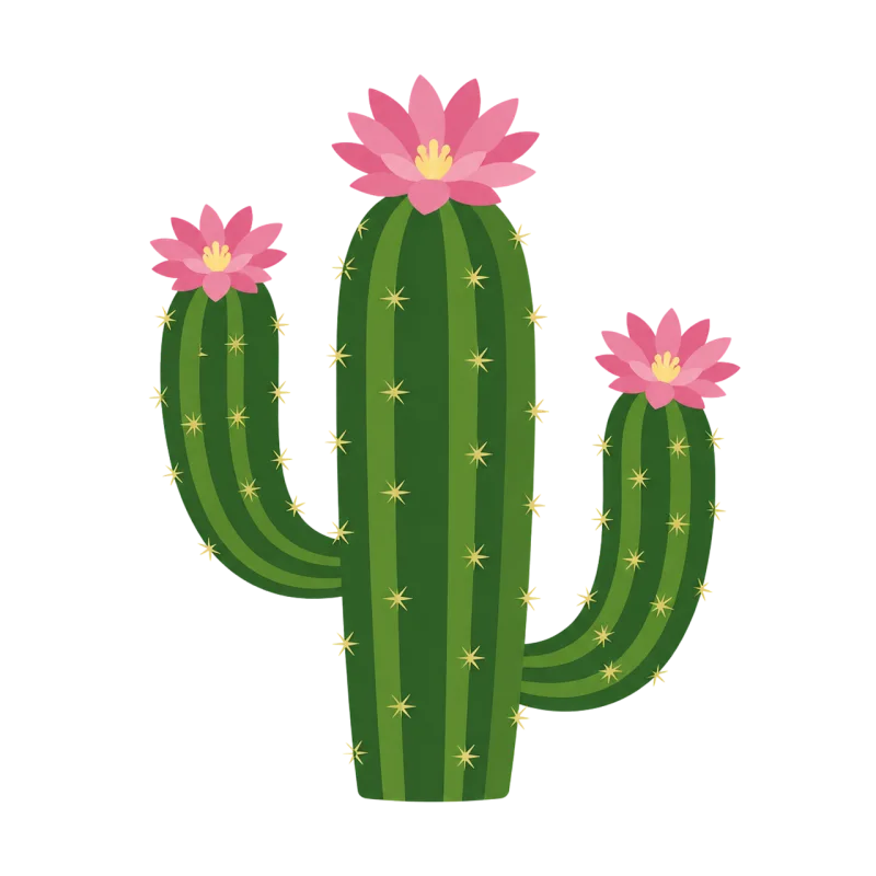 Cactus Pink flowers Green Stickdatei – Natur