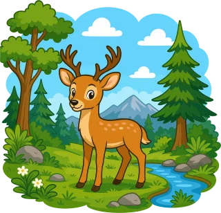 Cartoon Cute Deer Stickdatei