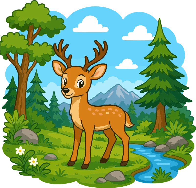 Cartoon Cute Deer Stickdatei – Tiere