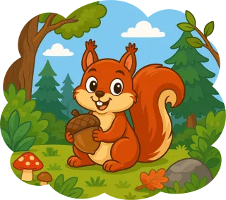 Cartoon squirrel Cute squirrel Forest animal Stickdatei