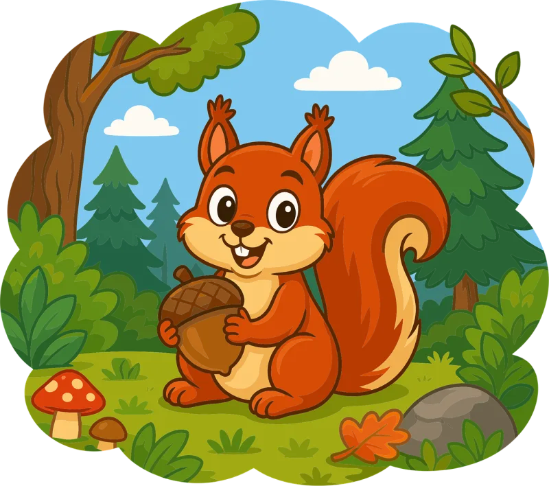 Cartoon squirrel Cute squirrel Forest animal Stickdatei – Natur