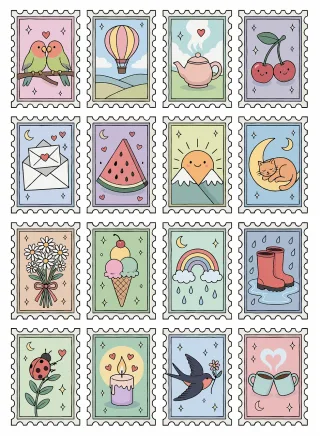 Postage stamps Cute stamps Stamp collection Stickdatei