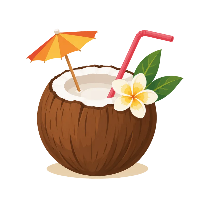 Coconut Tropical drink Coconut shell Stickdatei – Essen & Trinken