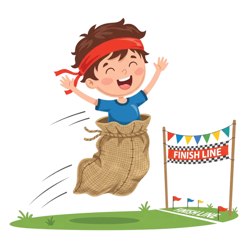 Kids race Sack race Finish line Stickdatei – Sport
