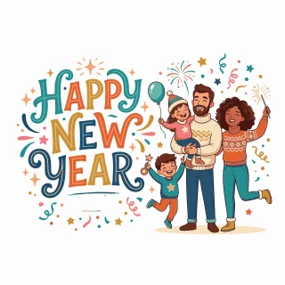 Happy new year Family celebration Sweater Stickdatei – Weihnachten