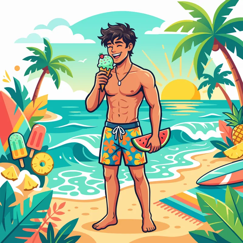 Man Beach Ice cream Stickdatei – Kinder