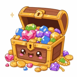 Treasure chest Gemstones Gold Stickdatei