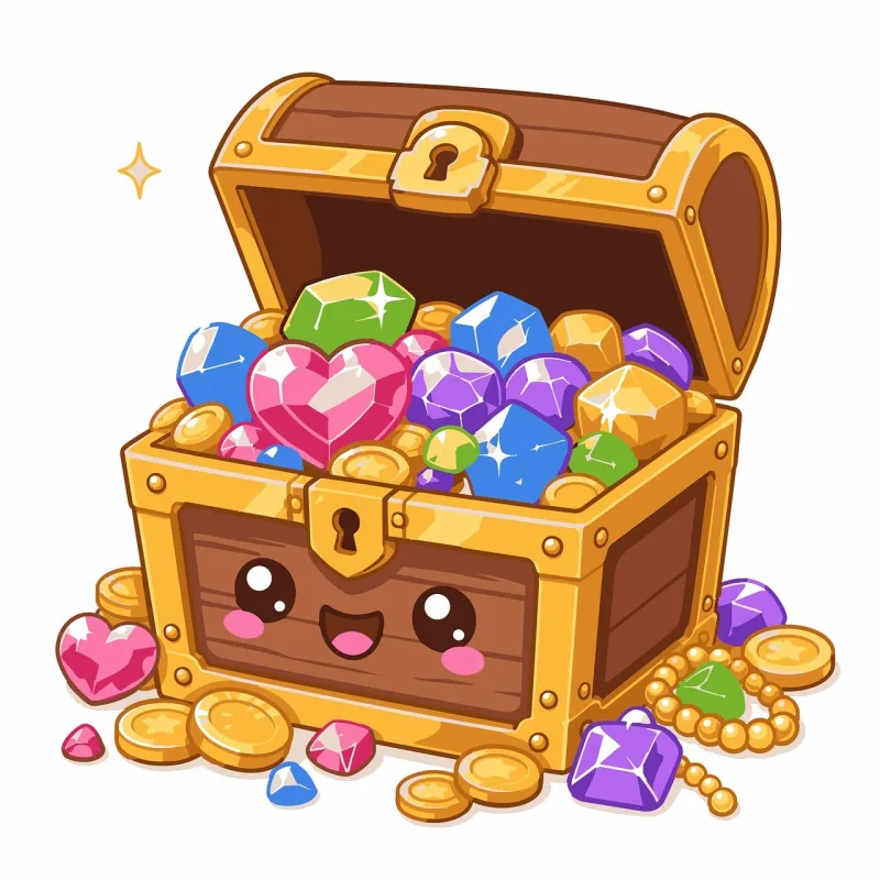 Treasure chest Gemstones Gold Stickdatei – Kinder