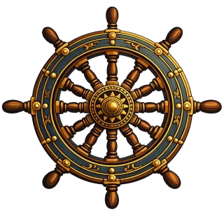 Ship wheel Traditional Wooden spokes Stickdatei