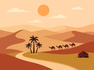 Desert Camel Oasis Stickdatei