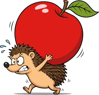 Hedgehog Apple Cartoon Stickdatei