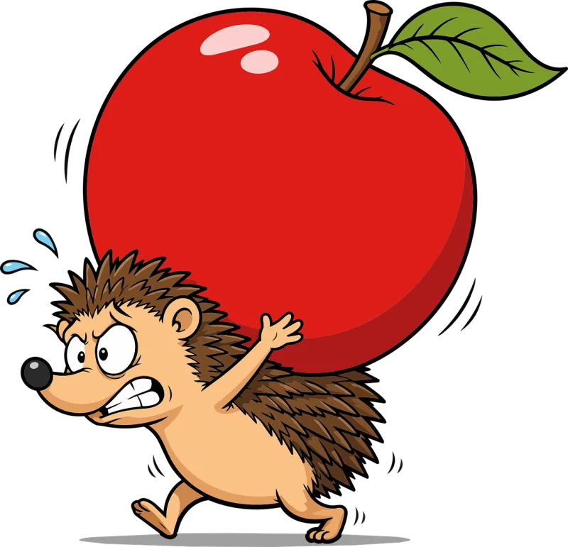 Hedgehog Apple Cartoon Stickdatei – Tiere