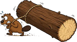 Beaver Cartoon Log Stickdatei