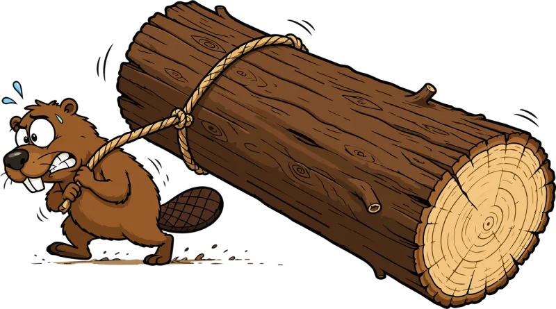 Beaver Cartoon Log Stickdatei – Natur