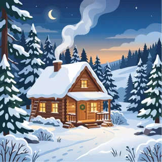 Cabin Log cabin Snow Stickdatei