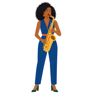Saxophonist Woman Blue outfit Stickdatei