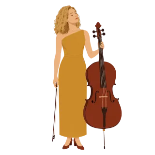 Cellist Classical music Yellow dress Stickdatei