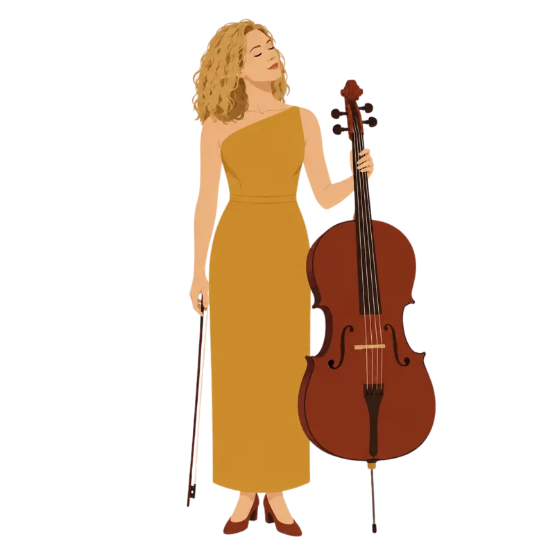Cellist Classical music Yellow dress Stickdatei – Musik