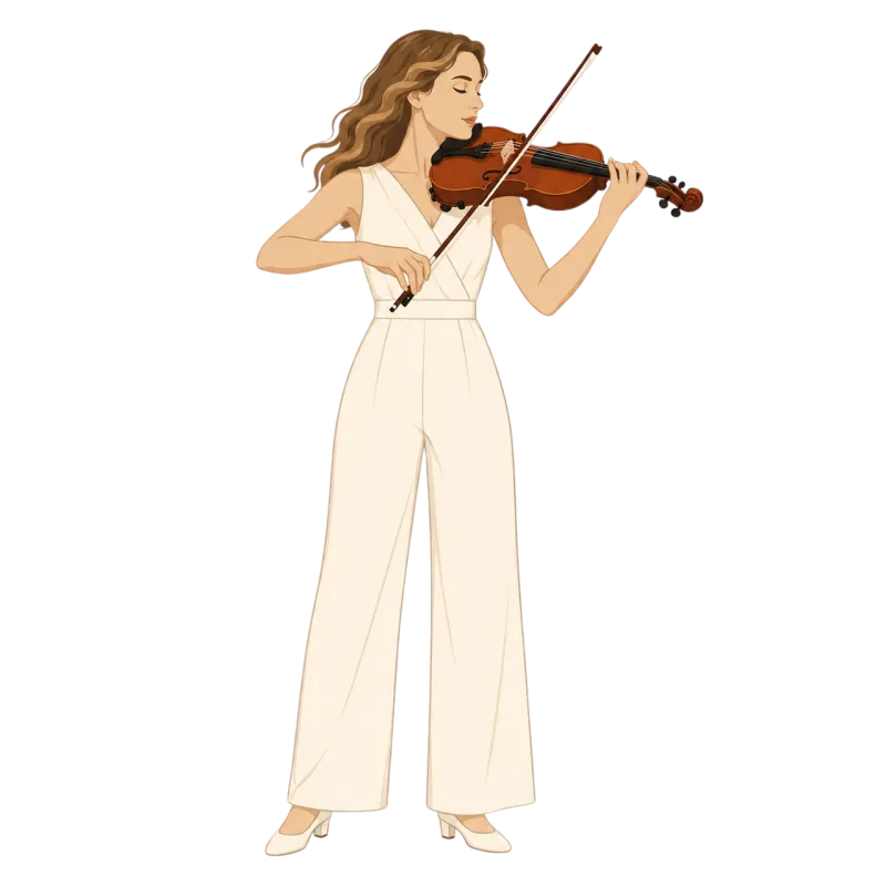 Violinist Classical music White outfit Stickdatei – Musik
