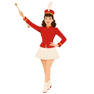 Majorette Baton Red uniform Stickdatei