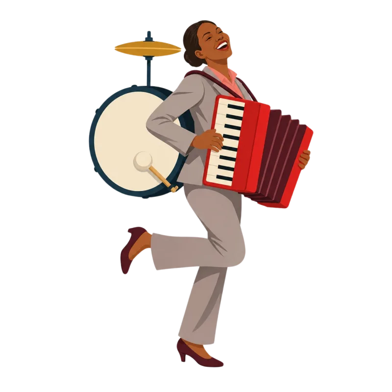 Musician Accordionist Drummer Stickdatei – Musik
