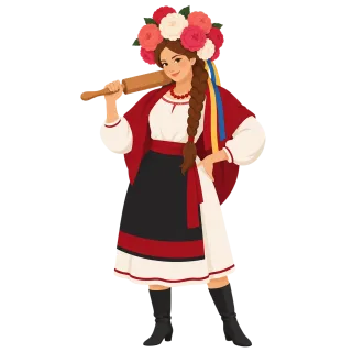 Ukrainian woman Traditional clothing Flower wreath Stickdatei