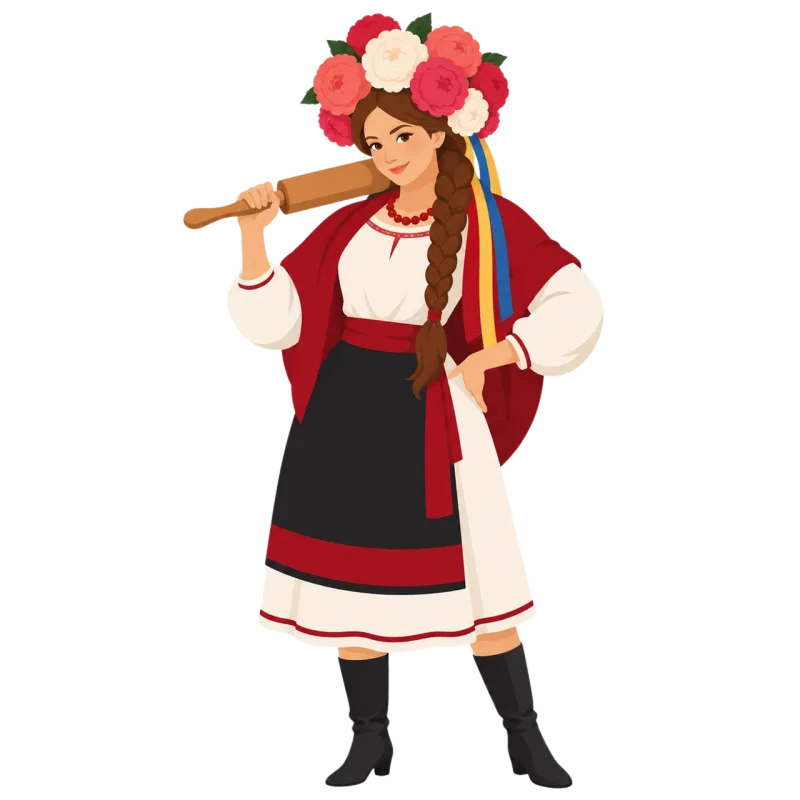 Ukrainian woman Traditional clothing Flower wreath Stickdatei – Weihnachten