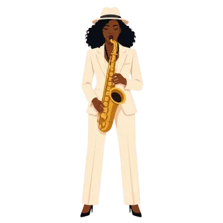 Female saxophonist Black saxophonist Jazz music Stickdatei – Musik