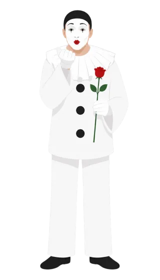 Pierrot Mime Pantomime Stickdatei – Herzen & Liebe