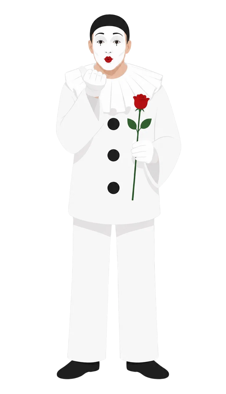 Pierrot Mime Pantomime Stickdatei – Herzen & Liebe