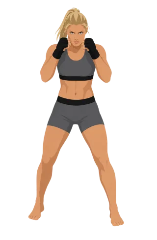 Female fighter Martial arts Fighting stance Stickdatei