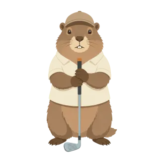 Groundhog Golfer Golf club Stickdatei