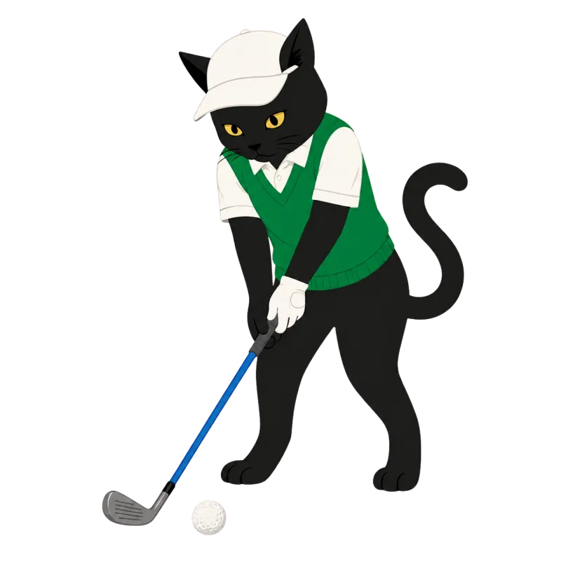 Black cat Golfer Golf club Stickdatei – Sport