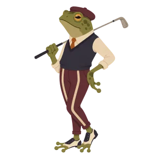 Frog golfer Golf illustration Retro illustration Stickdatei