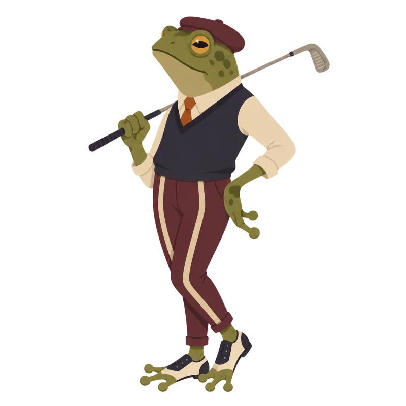 Frog golfer Golf illustration Retro illustration Stickdatei – Sport