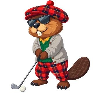 Beaver Golfer Anthropomorphic Stickdatei