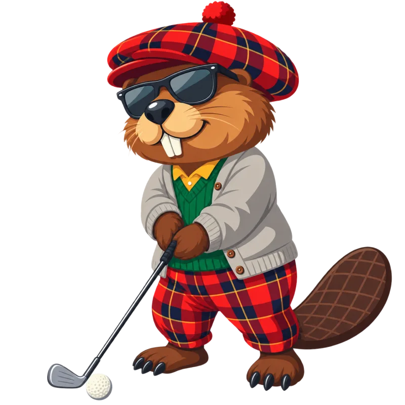Beaver Golfer Anthropomorphic Stickdatei – Sport