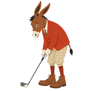 Cartoon donkey Donkey playing golf Anthropomorphic Stickdatei
