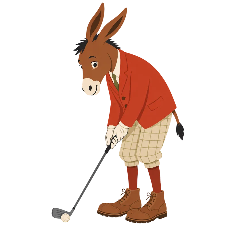 Cartoon donkey Donkey playing golf Anthropomorphic Stickdatei – Sport