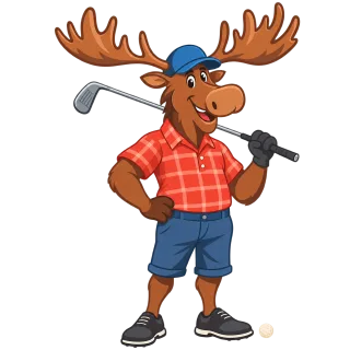 Moose Golfer Cartoon Stickdatei