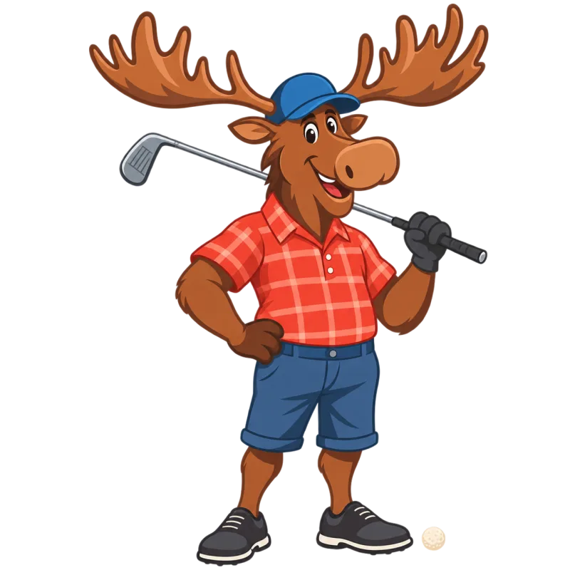 Moose Golfer Cartoon Stickdatei – Sport