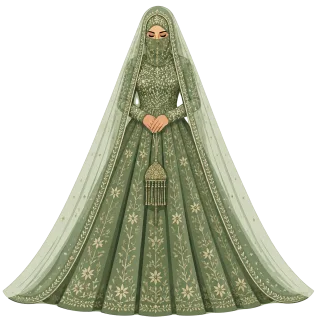 Muslim bride Wedding veil Religious wedding Stickdatei – Herzen & Liebe