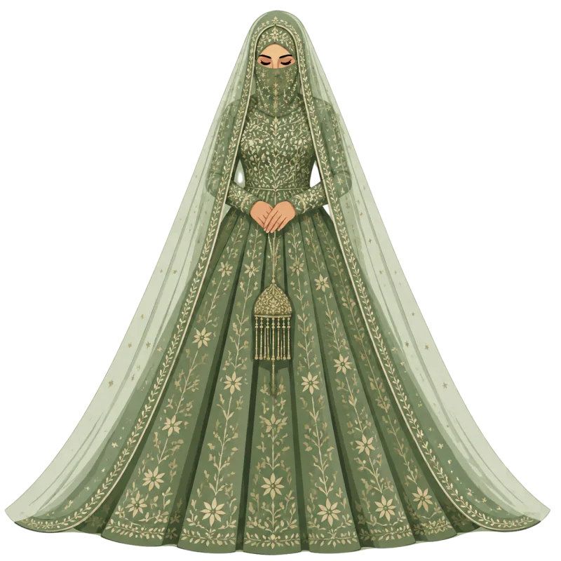 Muslim bride Wedding veil Religious wedding Stickdatei – Herzen & Liebe