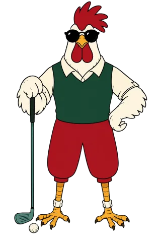 Rooster Golf Anthropomorphic Stickdatei