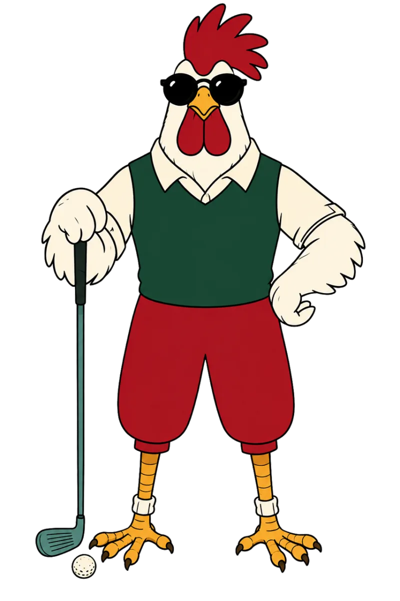 Rooster Golf Anthropomorphic Stickdatei – Sport