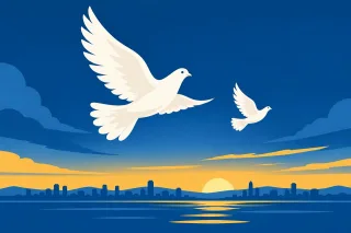 White doves Flying doves Nature Stickdatei