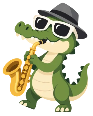Crocodile Saxophone Fedora Stickdatei – Musik