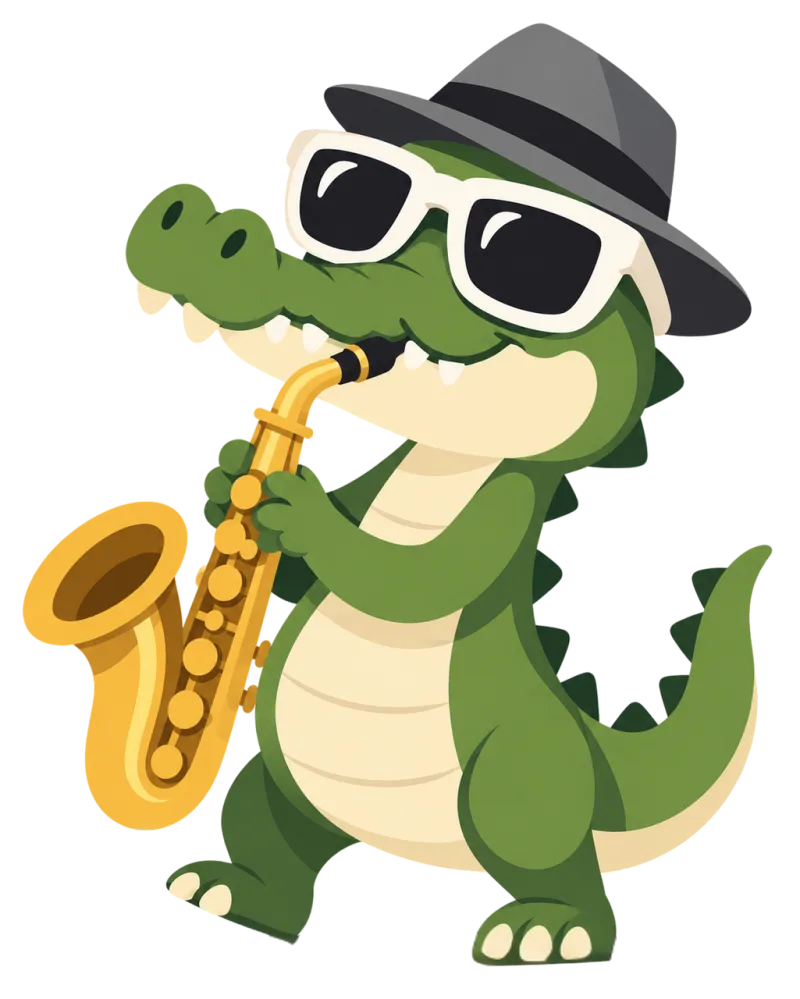 Crocodile Saxophone Fedora Stickdatei – Musik